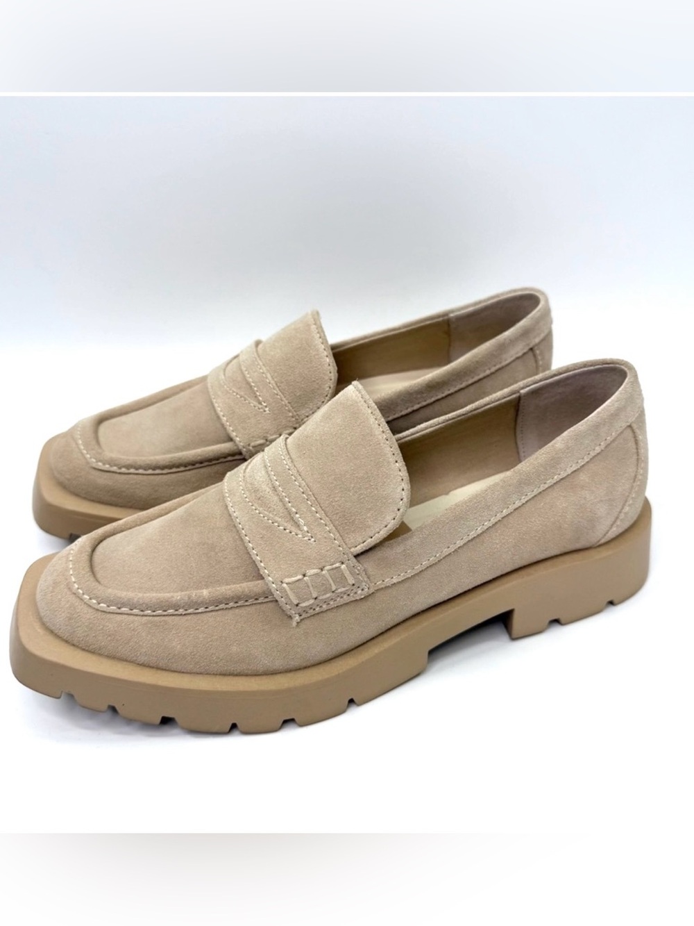 Dolce Vita Elias Chunky Lug Sole Suede Loafers Tan 7.5